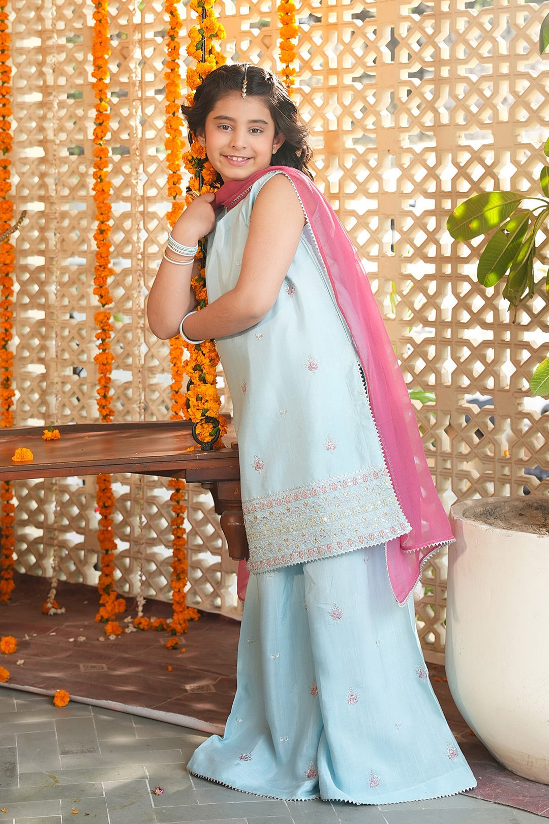 Noore Eid by Panache Girls RTW Embroidered Silk 3 Piece Suit Haya - Eid Collection