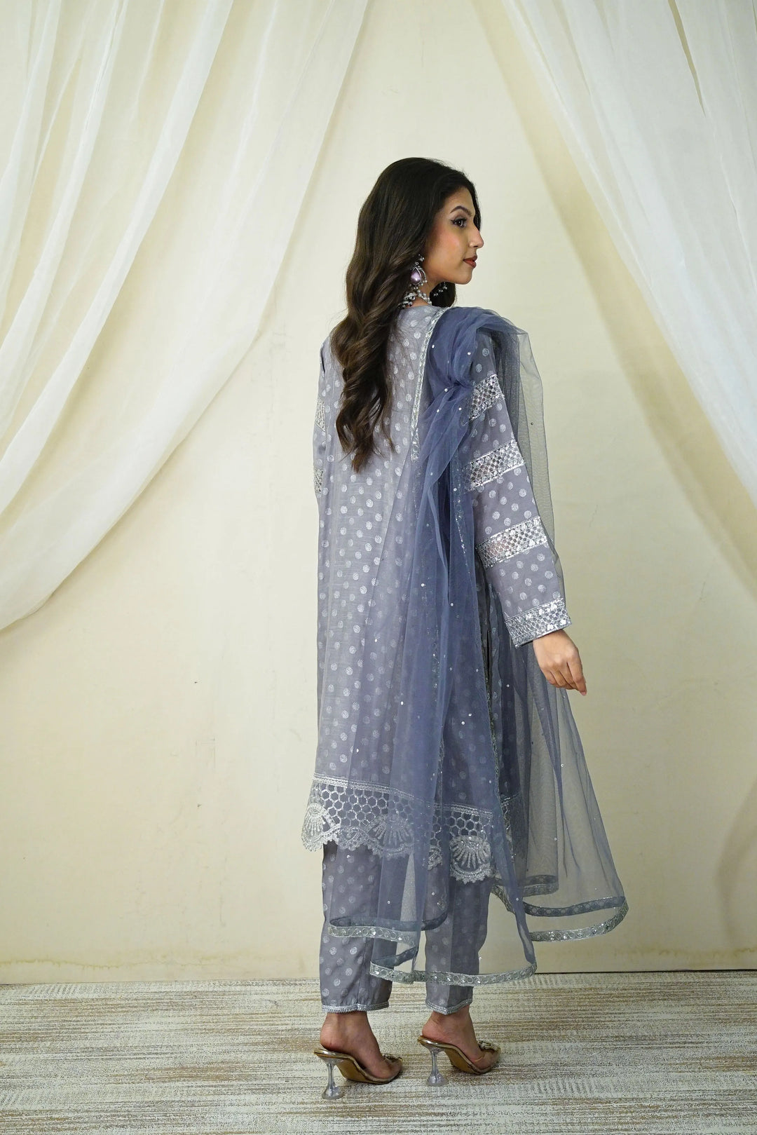 La Elise Women RTW Embroidered Raw Silk 3 Piece Suit P000153 Opaline - Casual Collection
