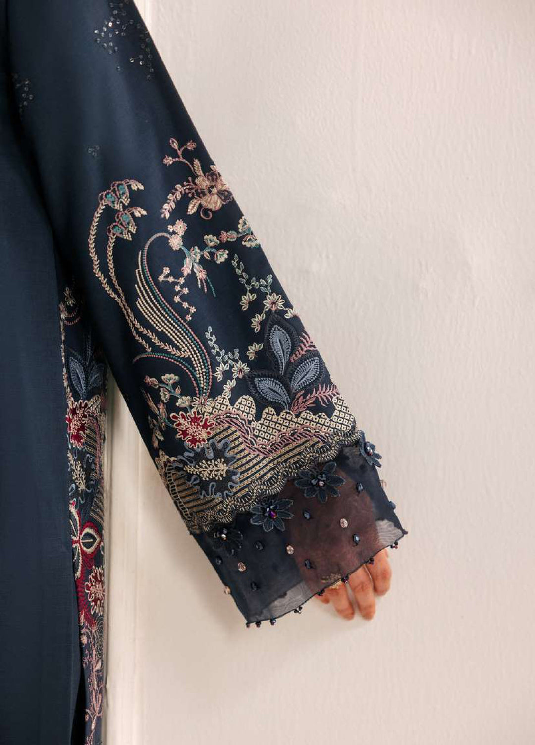 Luxe Silk by Florent Unstitched Embroidered Raw Silk 3 Piece Suit FL26ULS Obsidian Bloom - Festive Collection