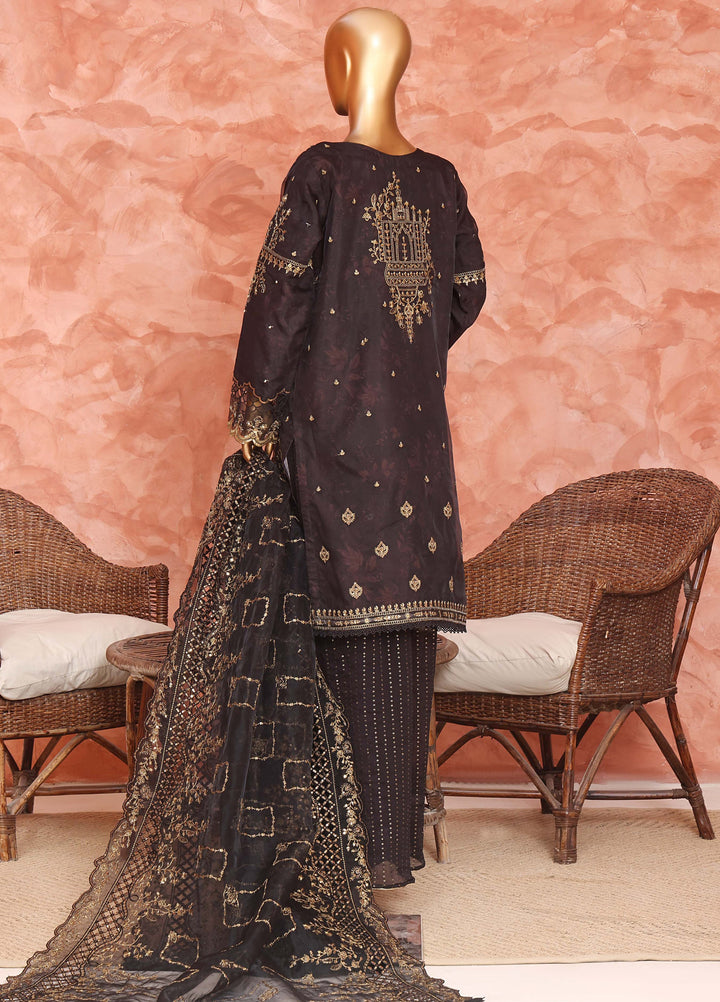 Shaahkaar by HZ Textiles RTW Embroidered Organza 3 Piece Suit HZ26PSO HZK-242 Black - Festive Collection