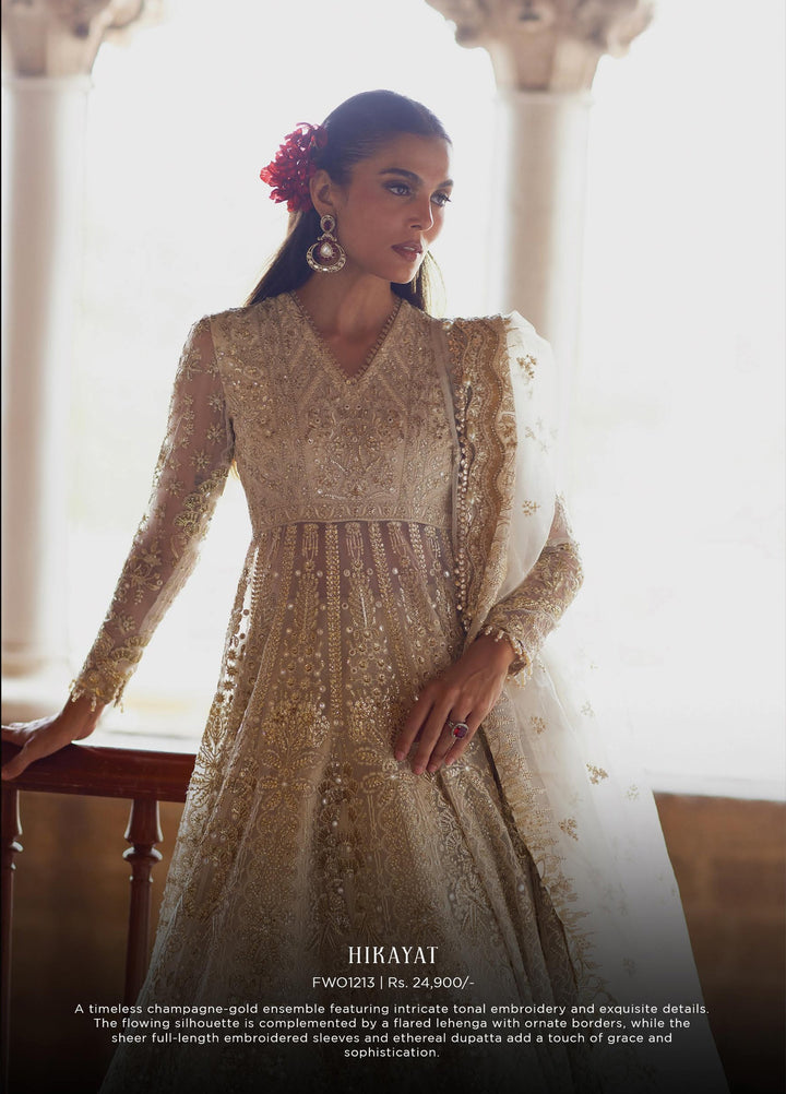 Dastangoi by Afrozeh Unstitched Embroidered Organza 3 Piece Suit AF26UDW Hikayat FW01213 - Wedding Collection