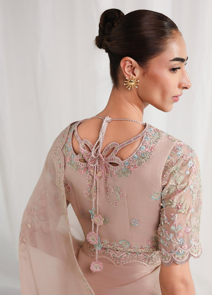 Qalamkar Unstitched Embroidered Chiffon Saree QLK26UCF Novera QCC-04 - Festive Collection