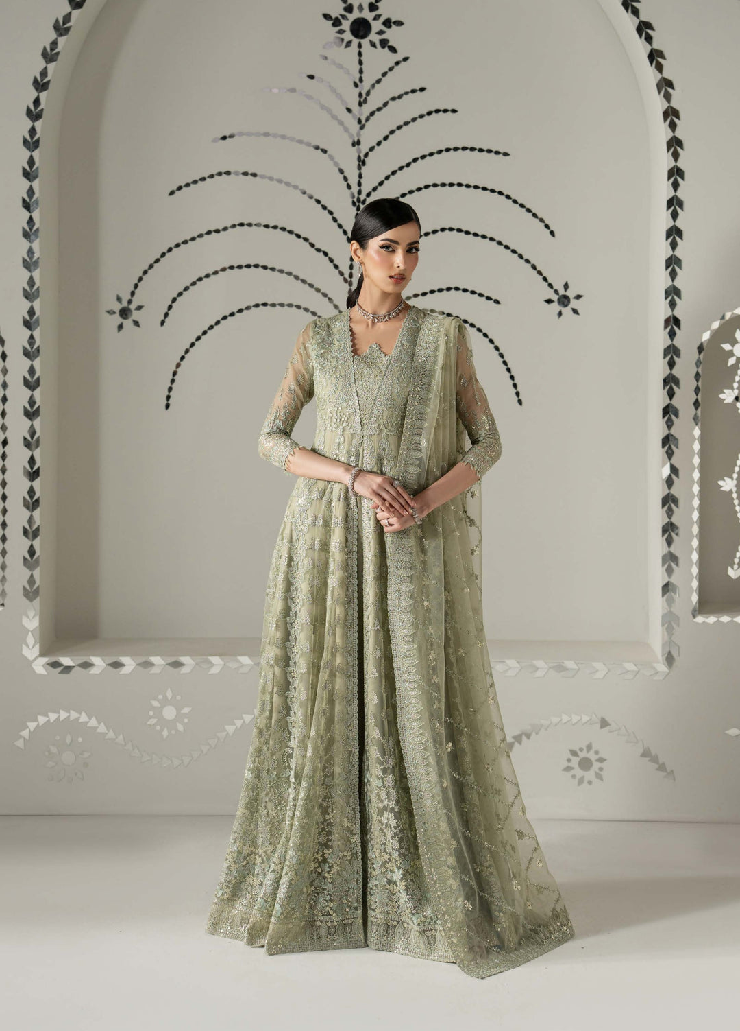 Shehnai by Lavish Premium Unstitched Embroidered Organza 3 Piece Suit LVP26USO SH-02 GULBAHAR - Wedding Collection