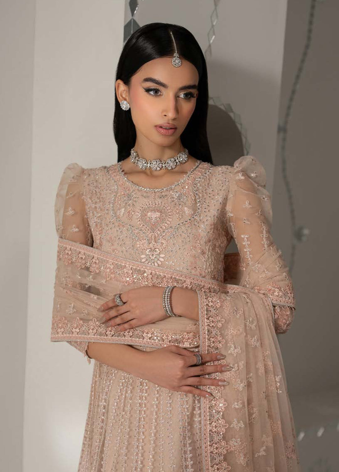 Shehnai by Lavish Premium Unstitched Embroidered Organza 3 Piece Suit LVP26USO SH-06 MEHER - Wedding Collection