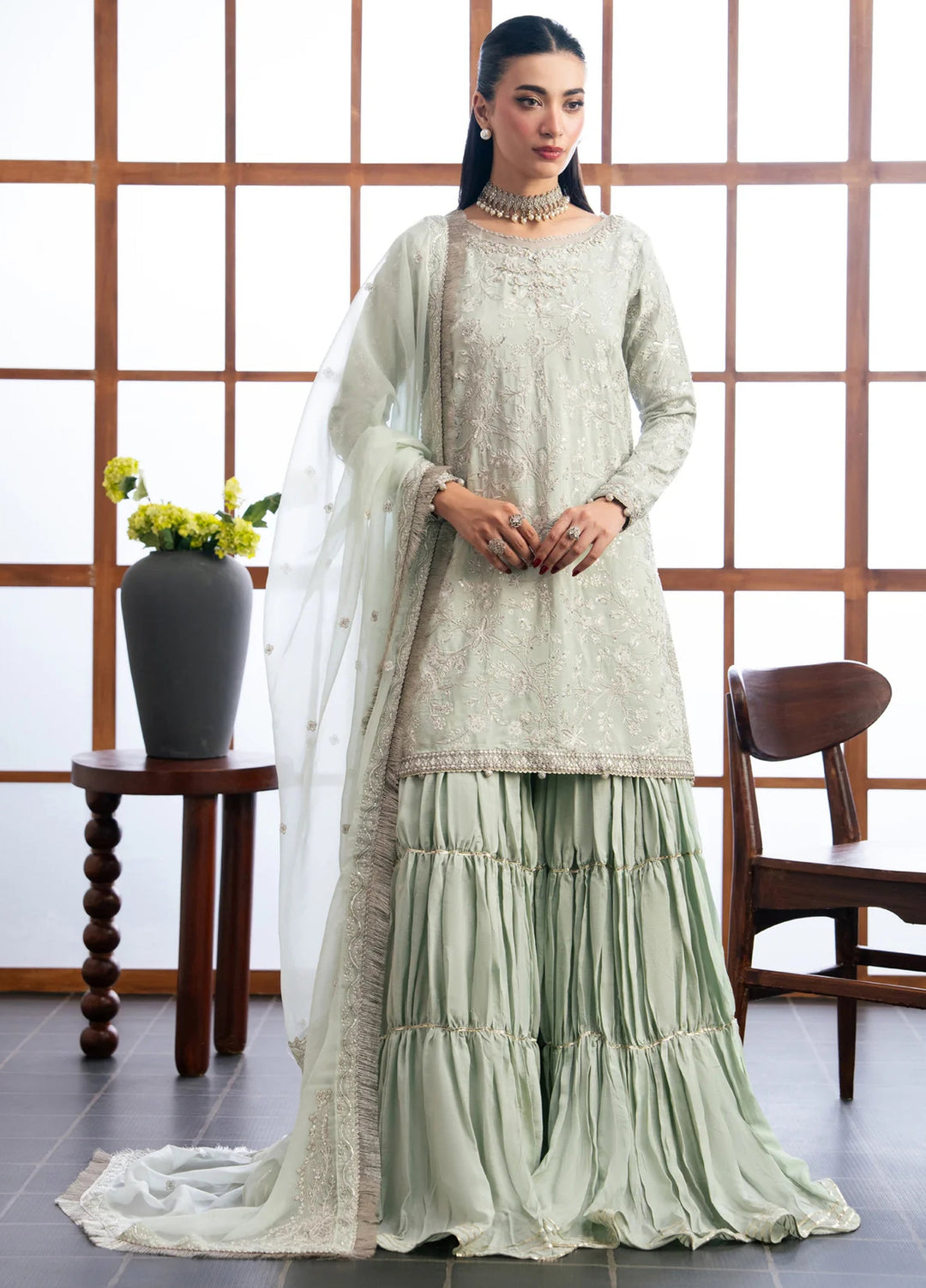 Xenia Formals Unstitched Embroidered Chiffon 3 Piece Suit D-03 Jira - Festive Collection