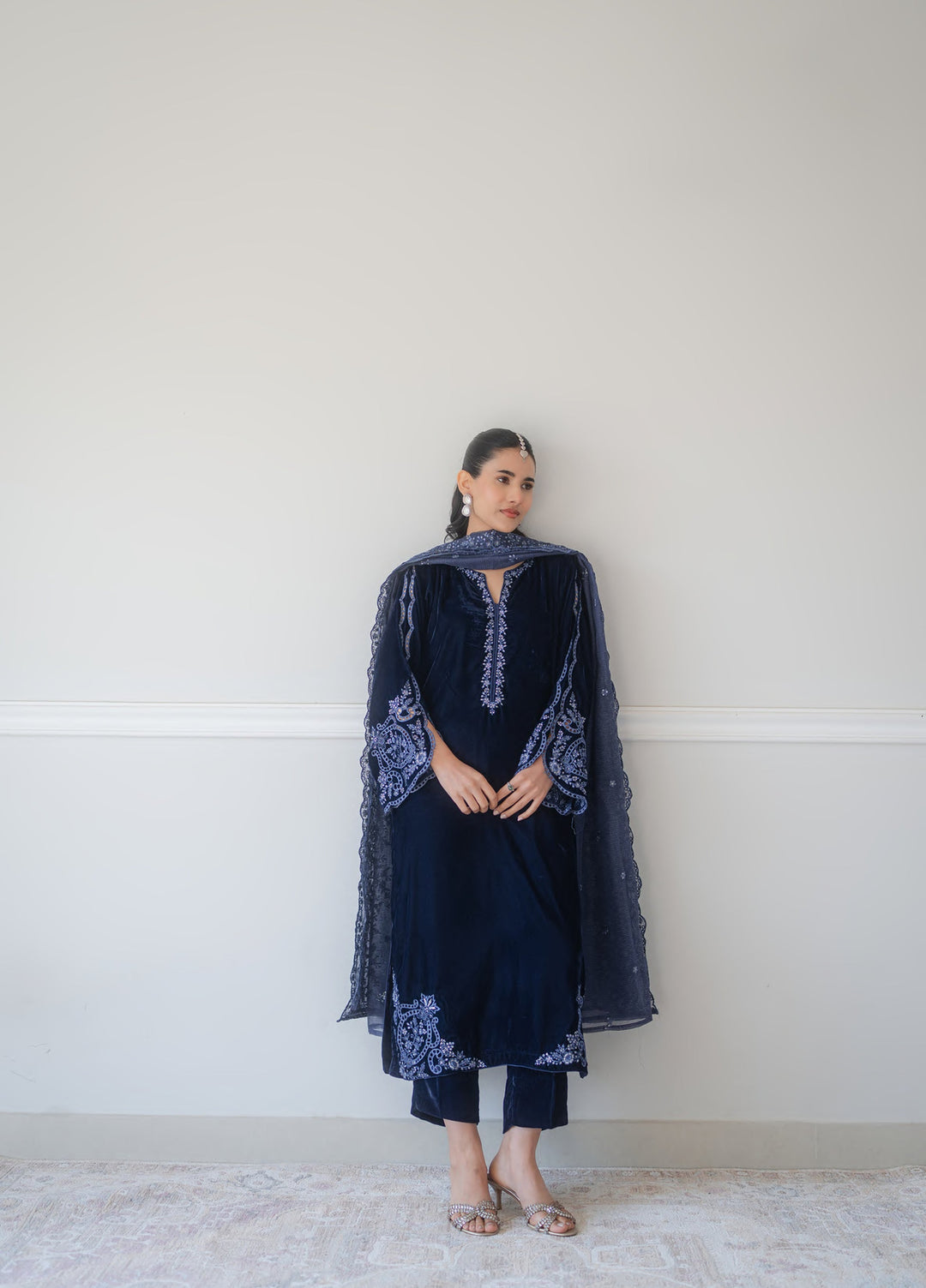 Atelier Velours by Rashid Textiles RTW Embroidered Velvet 3 Piece Suit RT26RAV Midnight - Festive Collection