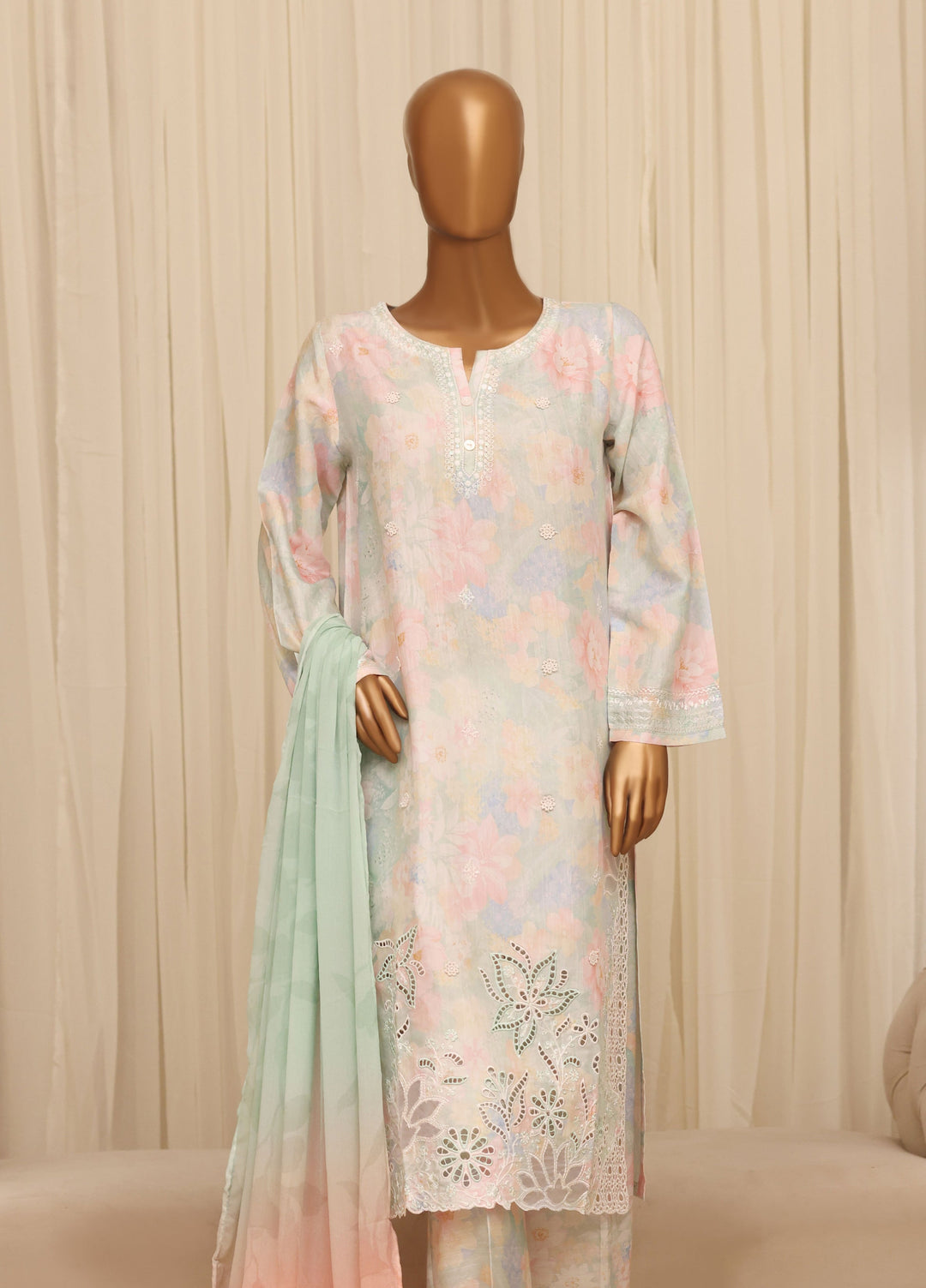 Majestic by HZ Textiles RTW Embroidered Raw Silk 3 Piece Suit HZ26RSM Seafoam XRPE-3P-003 - Casual Collection