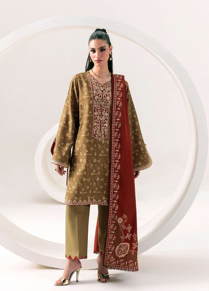 Q prints by Qalamkar Unstitched Embroidered Slub Linen 3 Piece Suit QLK26ULQ Hafsa QPW-10A - Winter Collection