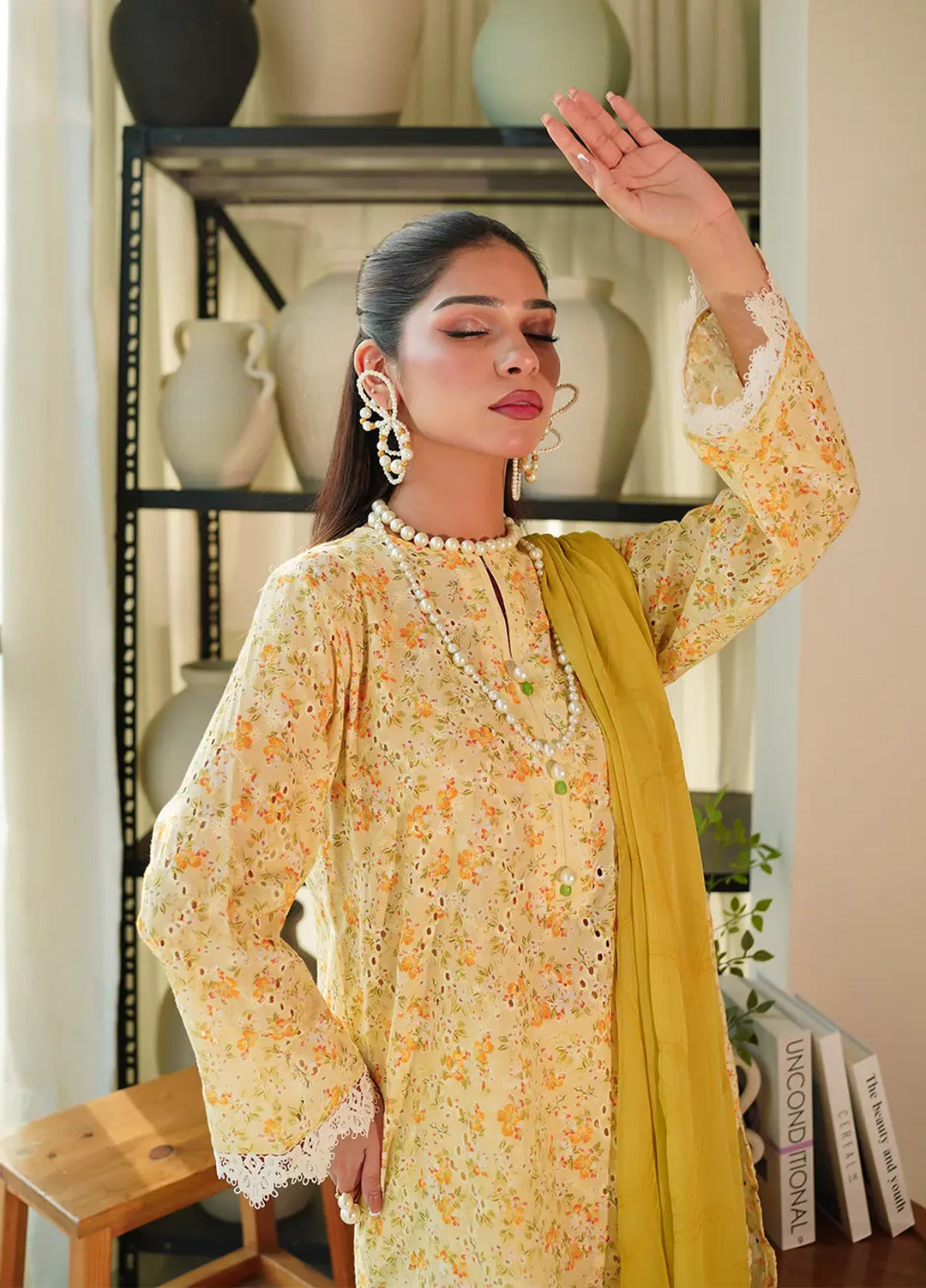 Menaal RTW Chikankari Lawn 3 Piece Suit SUNVEIL - Casual Collection