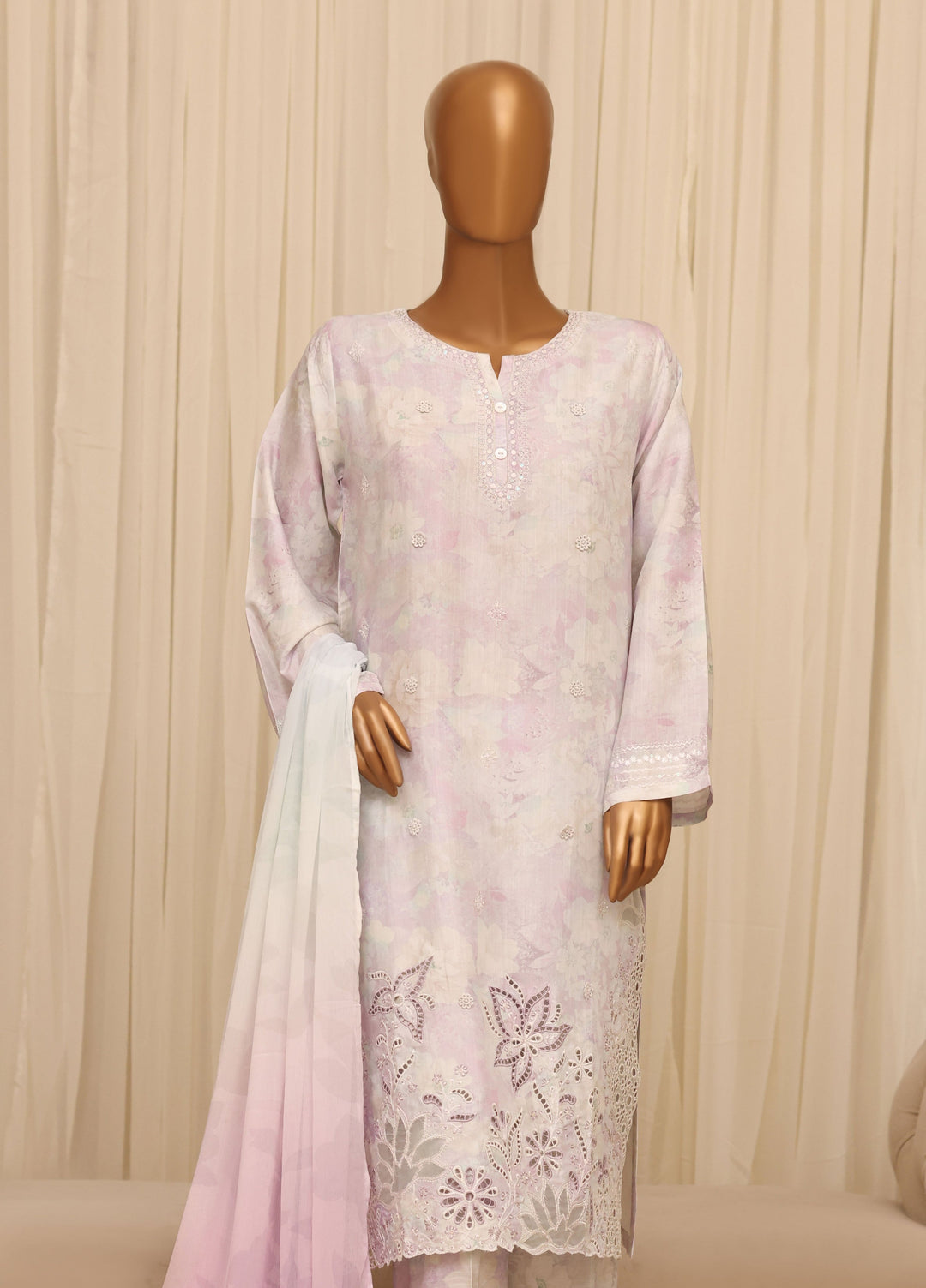 Majestic by HZ Textiles RTW Embroidered Raw Silk 3 Piece Suit HZ26RSM Wisteria XRPE-3P-004 - Casual Collection