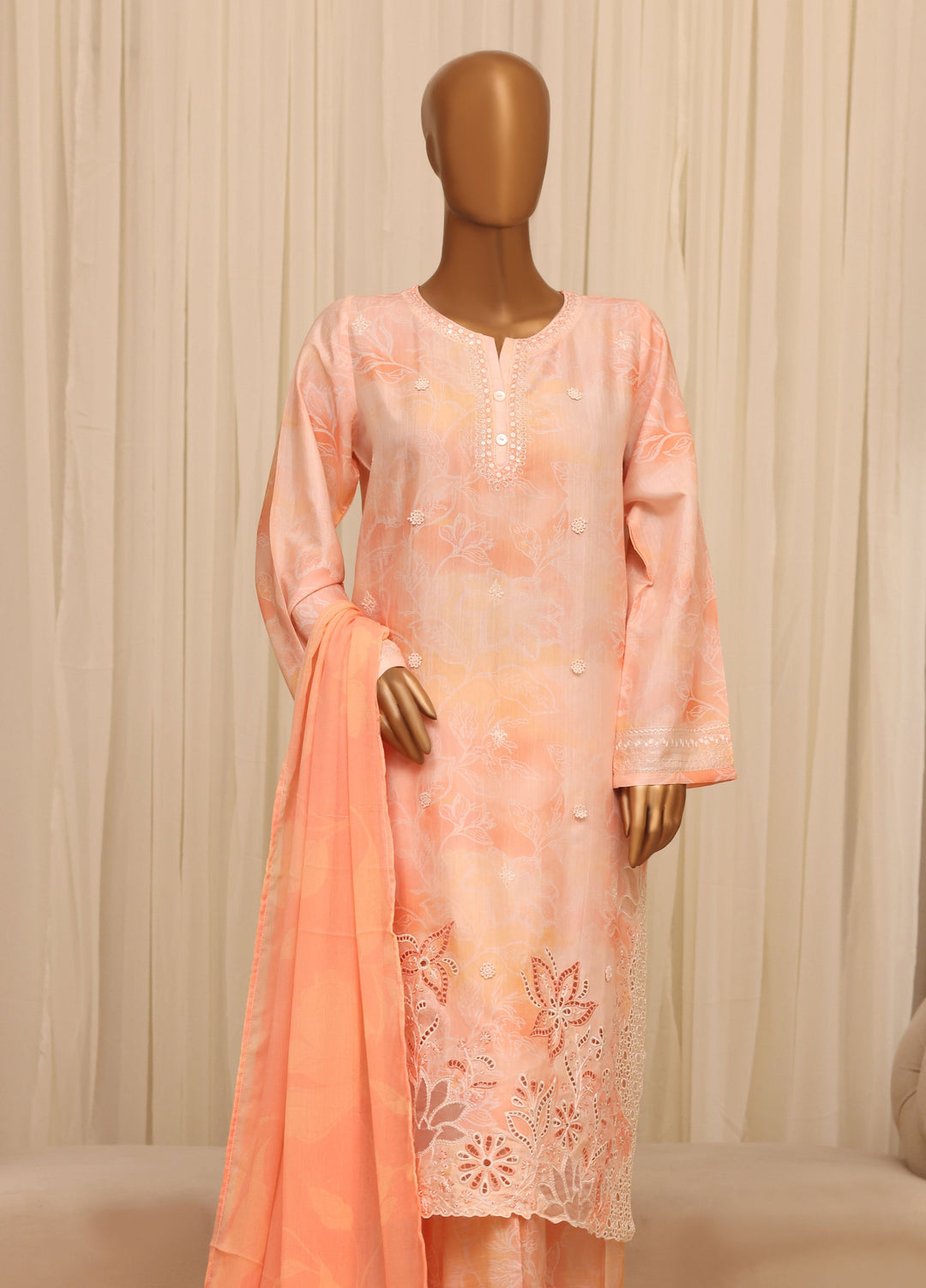 Majestic by HZ Textiles RTW Embroidered Raw Silk 3 Piece Suit HZ26RSM Salmon XRPE-3P-002 - Casual Collection