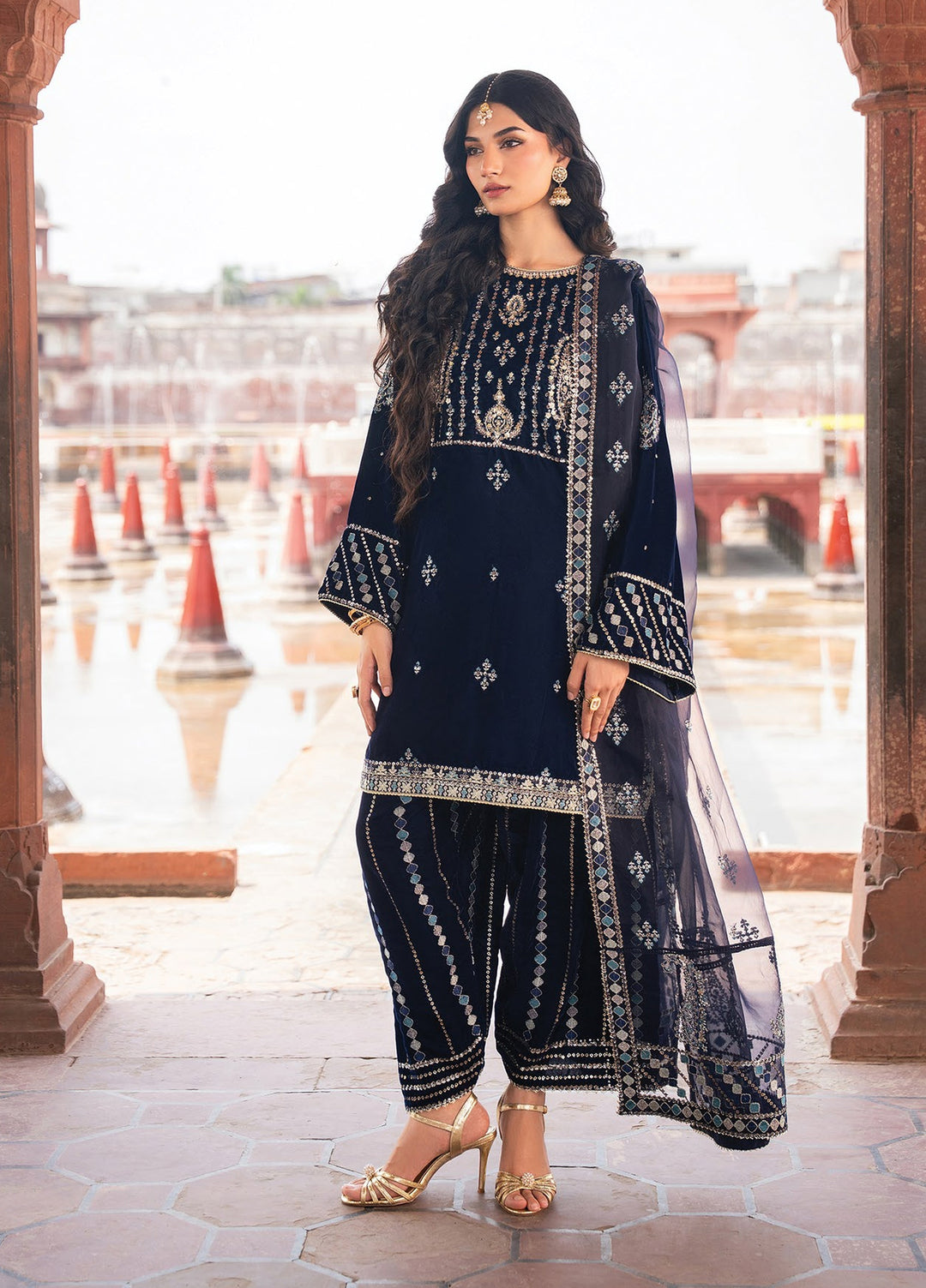 Mor by Xenia Formals Unstitched Embroidered Velvet 3 Piece Suit XE26UMV 02 Uhaan - Festive Collection