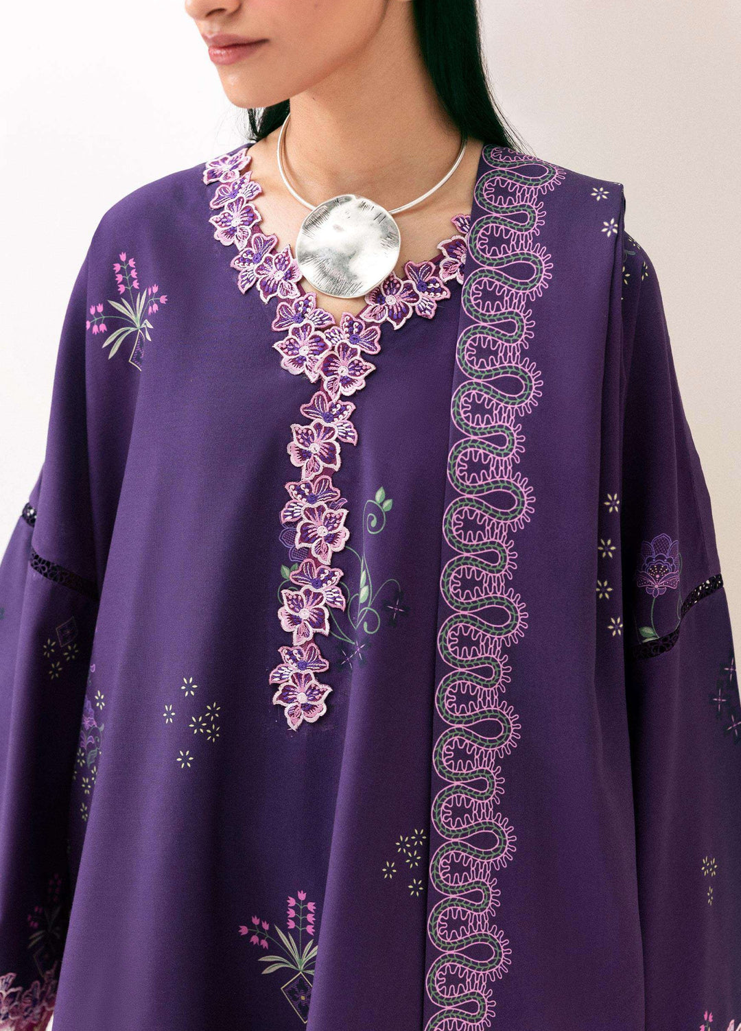 Q prints by Qalamkar Unstitched Embroidered Slub Linen 3 Piece Suit QLK26ULQ Ramsha QPW-09A - Winter Collection