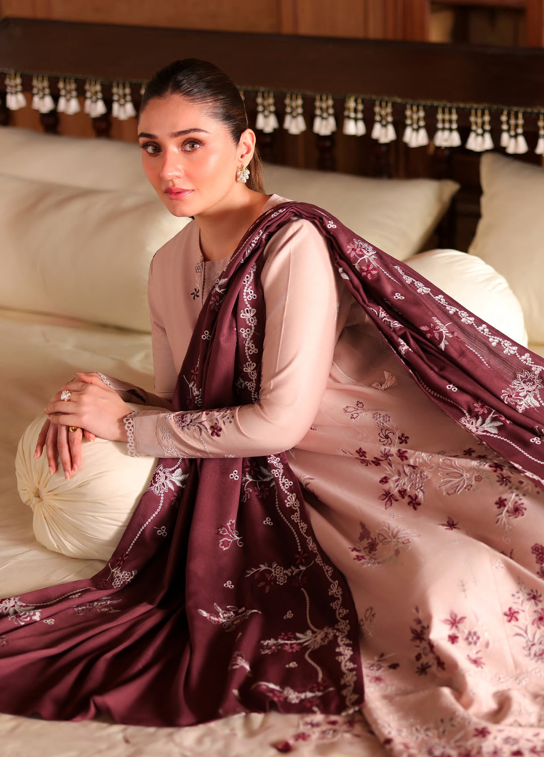 Cross Stitch Unstitched Embroidered Cotton Satin 3 Piece Suit CS26UCS Sand Whisper - Casual Collection
