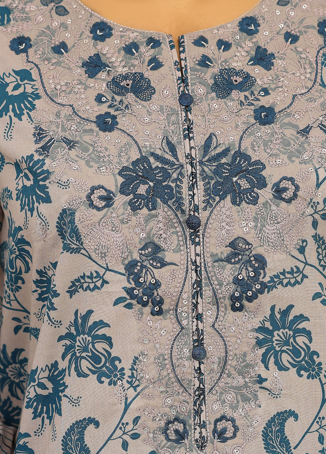 Identic by HZ Textiles Unstitched Embroidered Cotton 3 Piece Suit HZ26UCI PDW 3329-A - Casual Collection