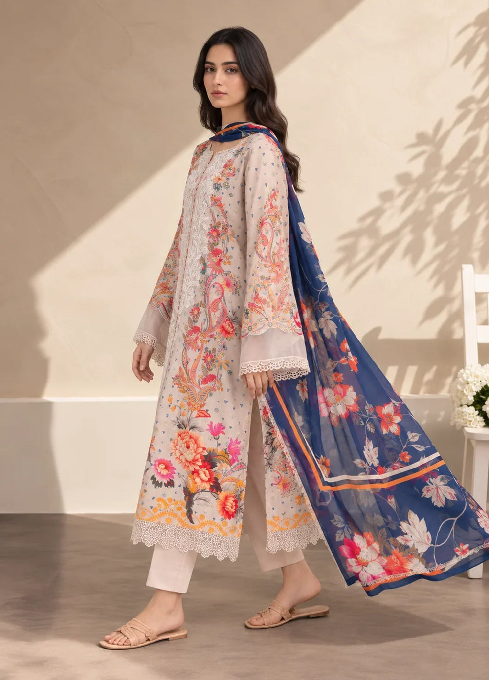 Chandan Nagri Women RTW Embroidered Lawn 3 Piece Suit Ferelle Mist - Festive Collection