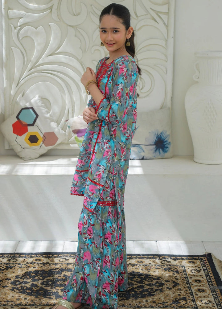 Khanak Girls RTW Embroidered Cotton 2 Piece Suit KST-196 - Casual Collection
