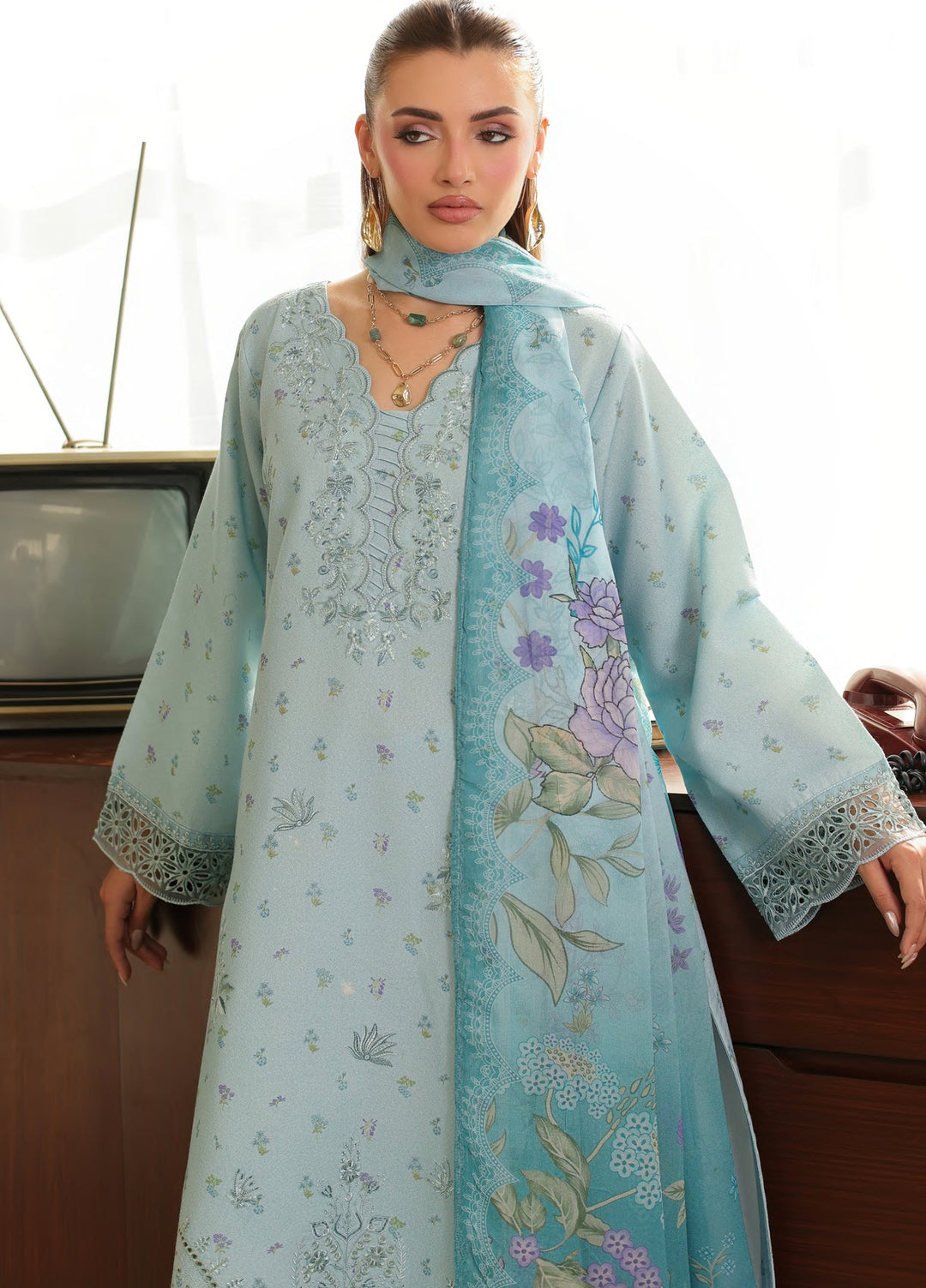 Sahl by Rashid Textiles Unstitched Embroidered Lawn Karandi 3 Piece Suit RT26USLK D-3913 - Casual Collection