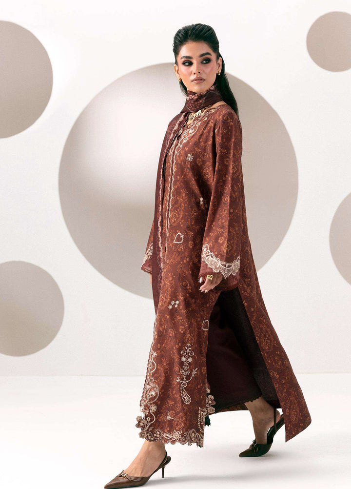 Q prints by Qalamkar Unstitched Embroidered Slub Linen 3 Piece Suit QLK26ULQ Jaza QPW-01A - Winter Collection