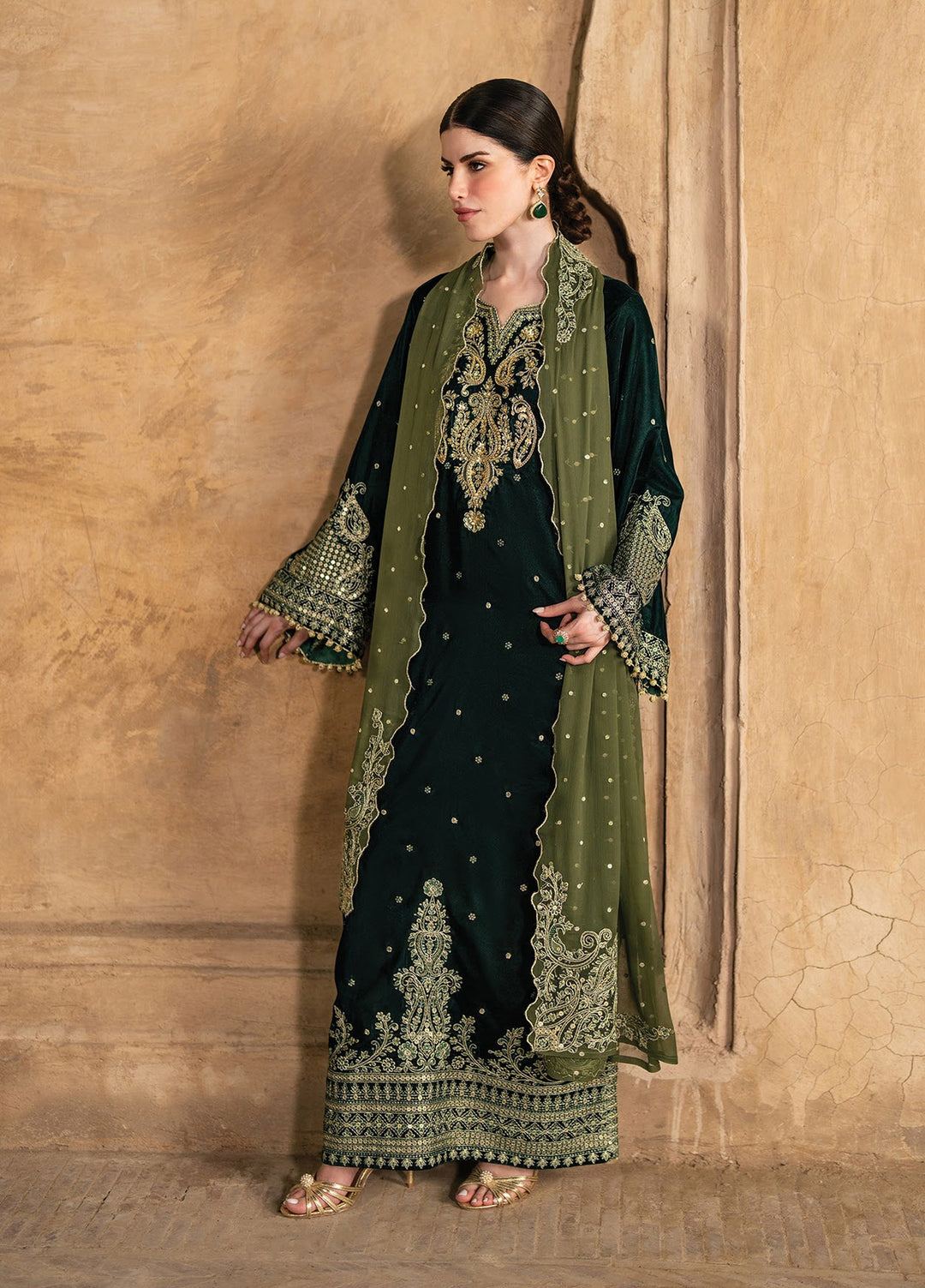 Mor by Xenia Formals Unstitched Embroidered Velvet 3 Piece Suit XE26UMV 05 Aadar - Festive Collection
