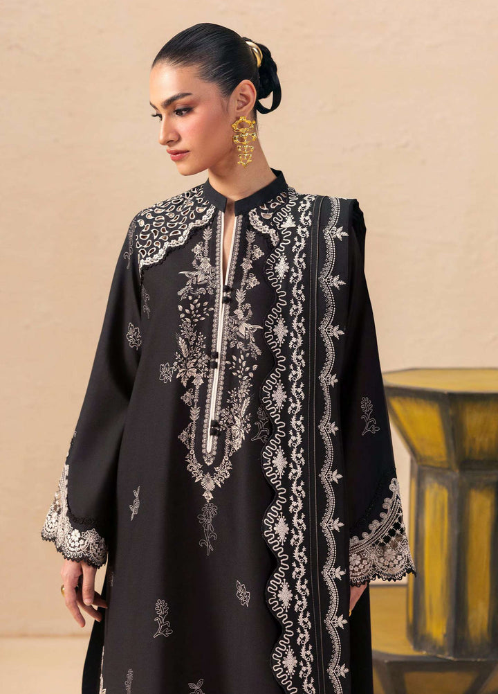 Q prints by Qalamkar Unstitched Embroidered Slub Linen 3 Piece Suit QLK26ULQ Laiza QPW-02A - Winter Collection