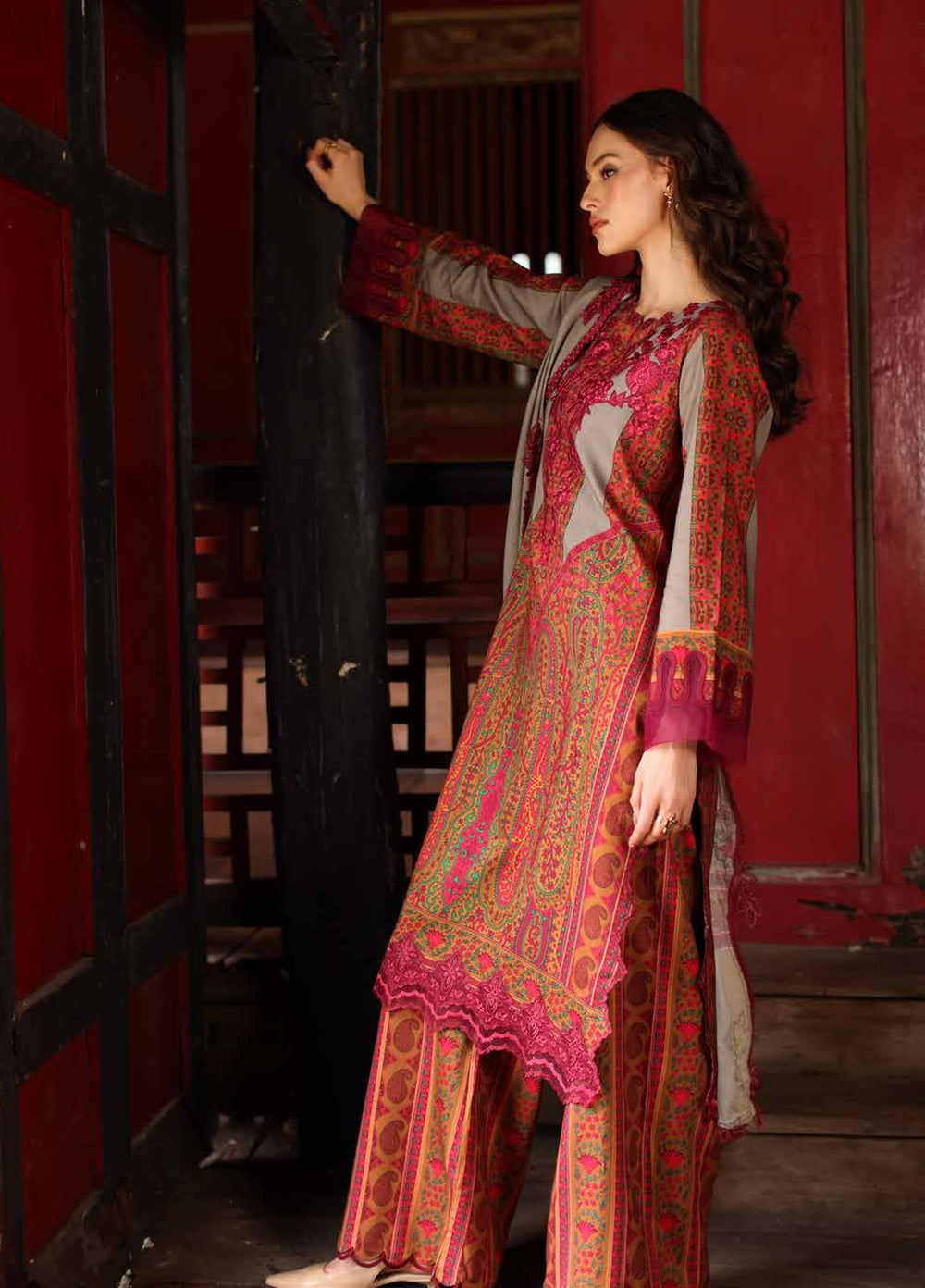 Combination by Charizma Unstitched Embroidered Linen 3 Piece Suit CHR26UCL CCW7-04 - Casual Collection