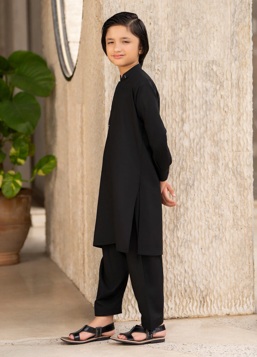 Buraq Boys RTW Solids Wash N Wear Kurta Shalwar Suit Yahya Casual Collection