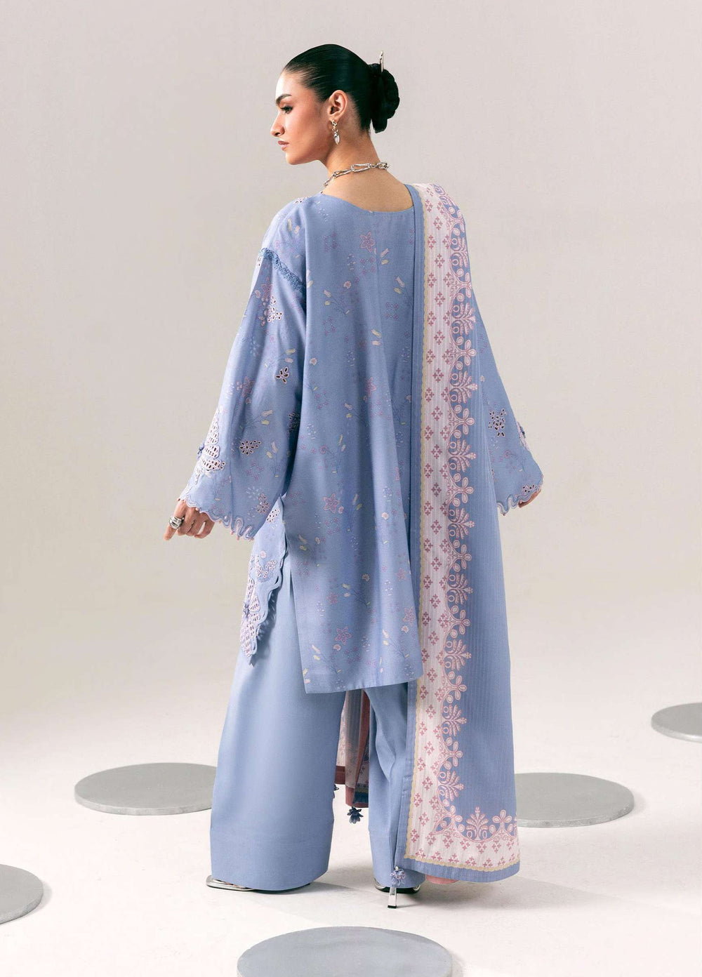 Q prints by Qalamkar Unstitched Embroidered Slub Linen 3 Piece Suit QLK26ULQ Beena QPW-06A - Winter Collection