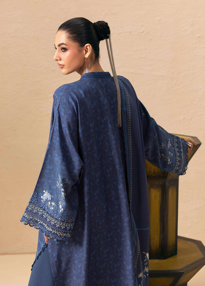 Q prints by Qalamkar Unstitched Embroidered Slub Linen 3 Piece Suit QLK26ULQ Calina QPW-05B - Winter Collection