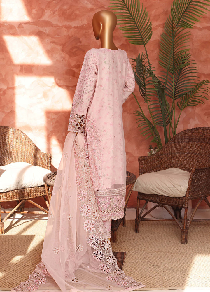 Shaahkaar by HZ Textiles RTW Embroidered Organza 3 Piece Suit HZ26PSO HZK-243 Pastel Pink - Festive Collection