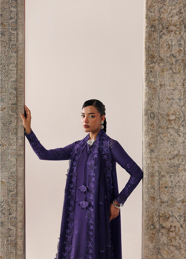 Q line by Qalamkar Unstitched Embroidered Slub Linen 3 Piece Suit QLK26UQL Zeemal QLW-05 - Winter Collection