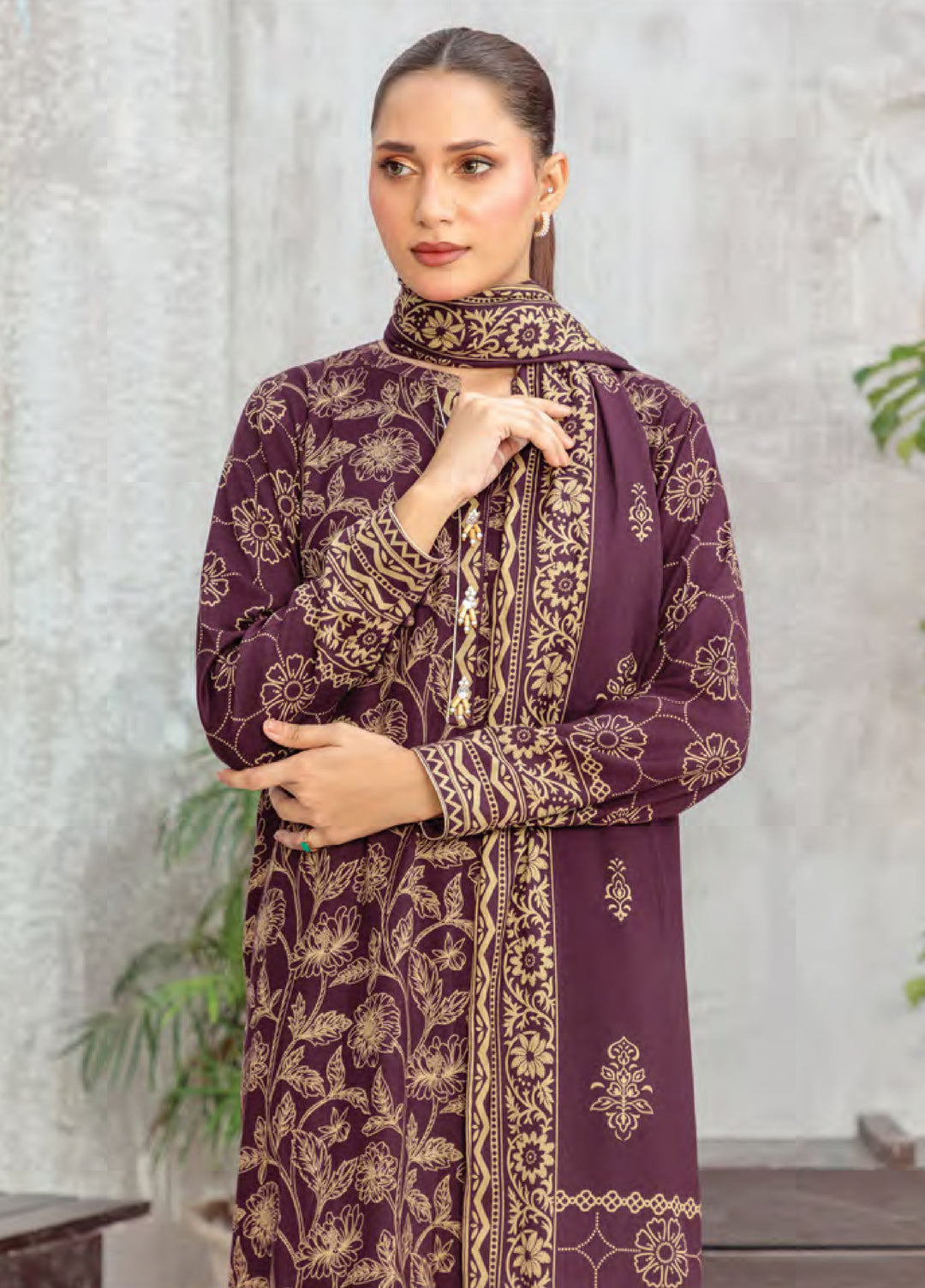 Lakhany Printed Pashmina Suits Unstitched 3 Piece LSM25LP LG-IZ-0511-A - Winter Collection
