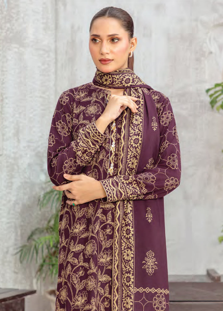 Lakhany Printed Pashmina Suits Unstitched 3 Piece LSM25LP LG-IZ-0511-A - Winter Collection