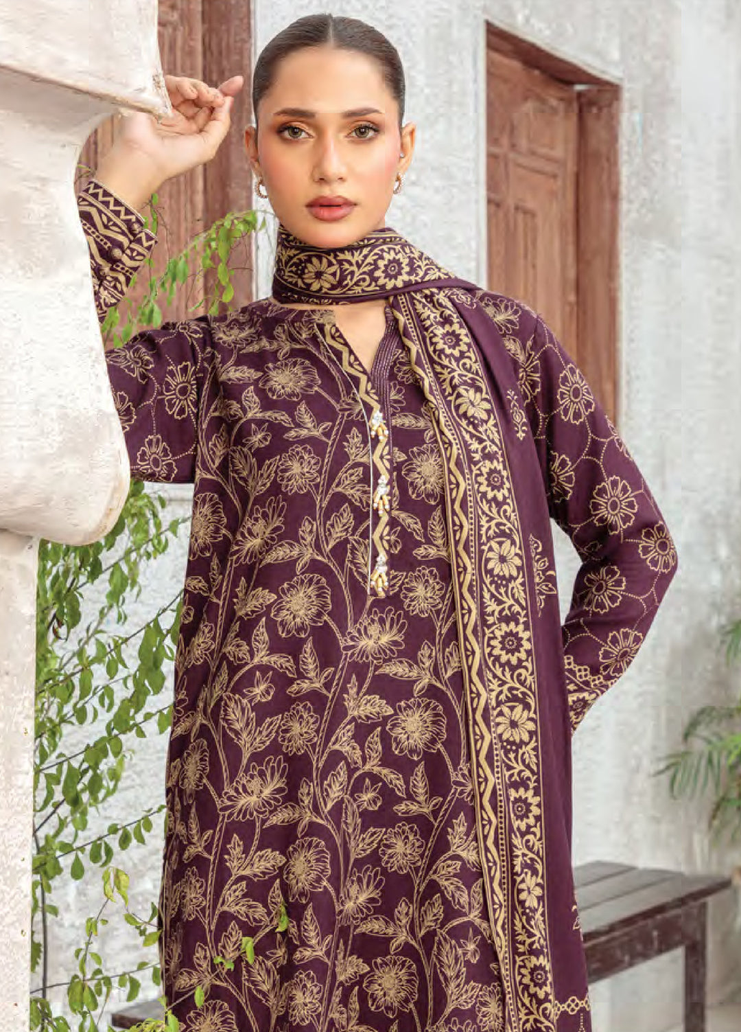 Lakhany Printed Pashmina Suits Unstitched 3 Piece LSM25LP LG-IZ-0511-A - Winter Collection