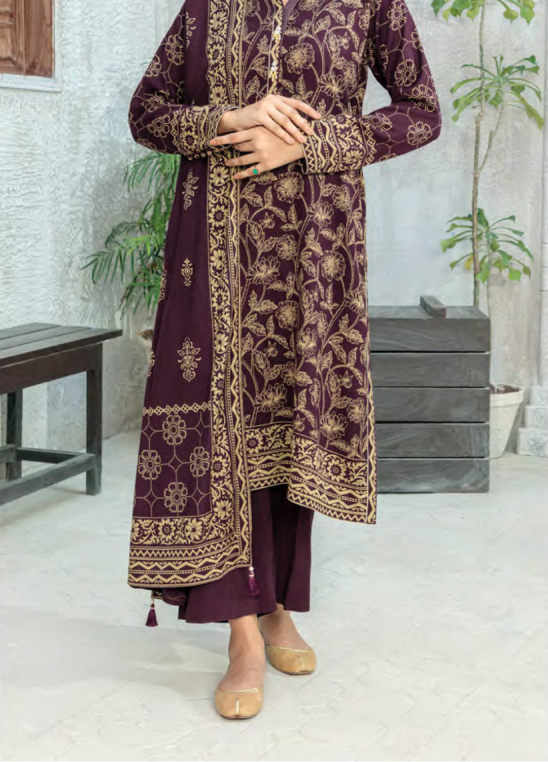 Lakhany Printed Pashmina Suits Unstitched 3 Piece LSM25LP LG-IZ-0511-A - Winter Collection
