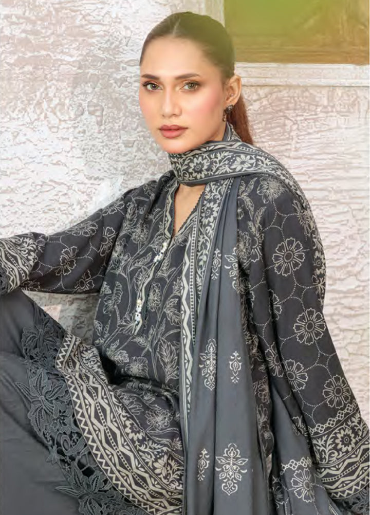 Lakhany Printed Pashmina Suits Unstitched 3 Piece LSM25LP LG-IZ-0511-C - Winter Collection