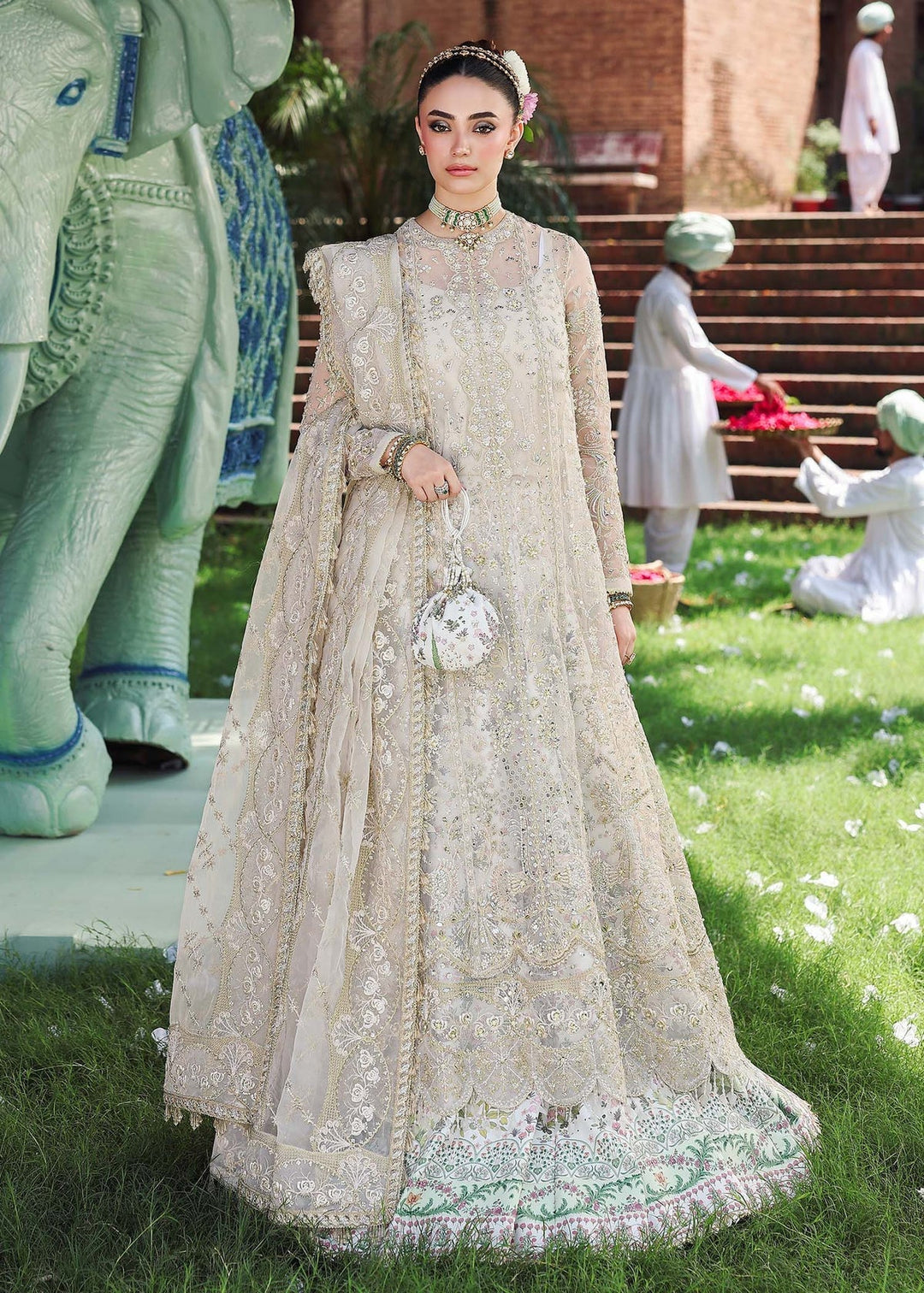Veere di Wedding by Sardinia Unstitched Brides Embroidered Handwork Organza Suits 3 Piece SRD25VW D-1304 Pareesa - Formals Collection