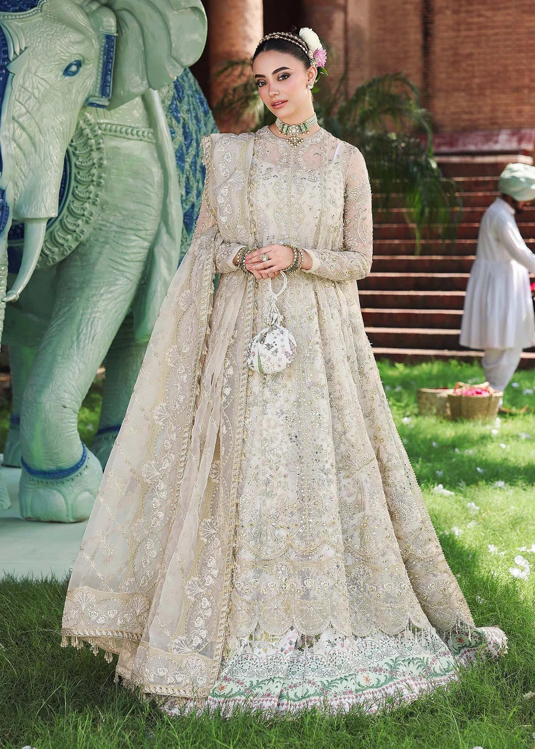 Veere di Wedding by Sardinia Unstitched Brides Embroidered Handwork Organza Suits 3 Piece SRD25VW D-1304 Pareesa - Formals Collection