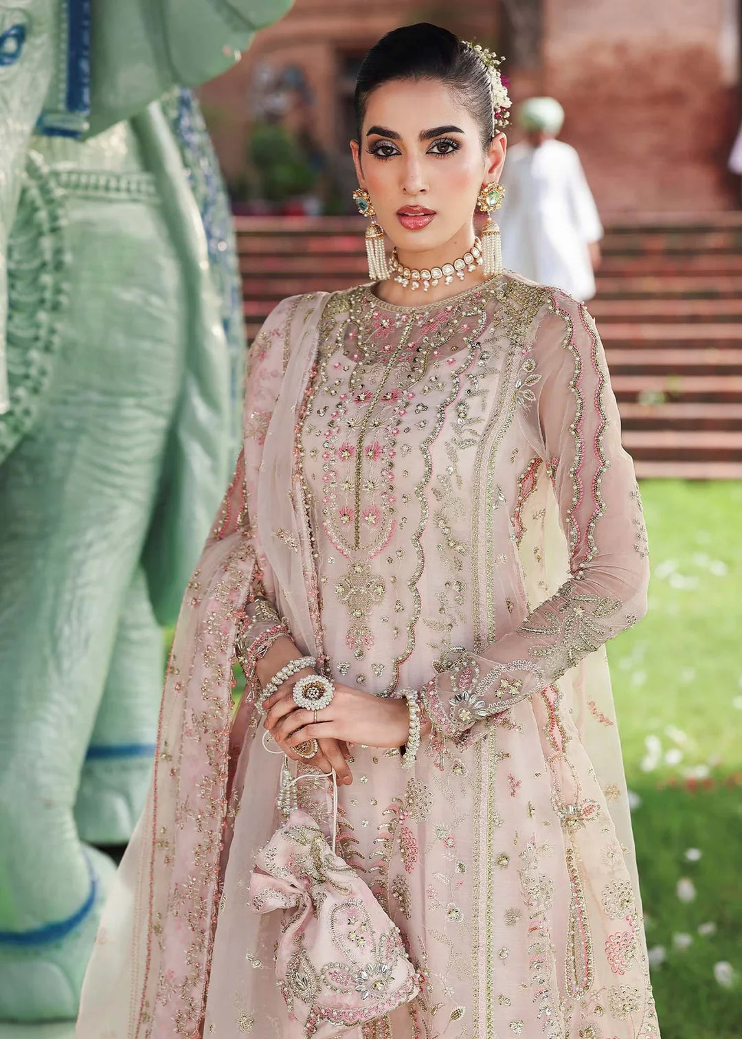 Veere di Wedding by Sardinia Unstitched Brides Embroidered Handwork Organza Suits 3 Piece SRD25VW D-1306 Maahi - Formals Collection