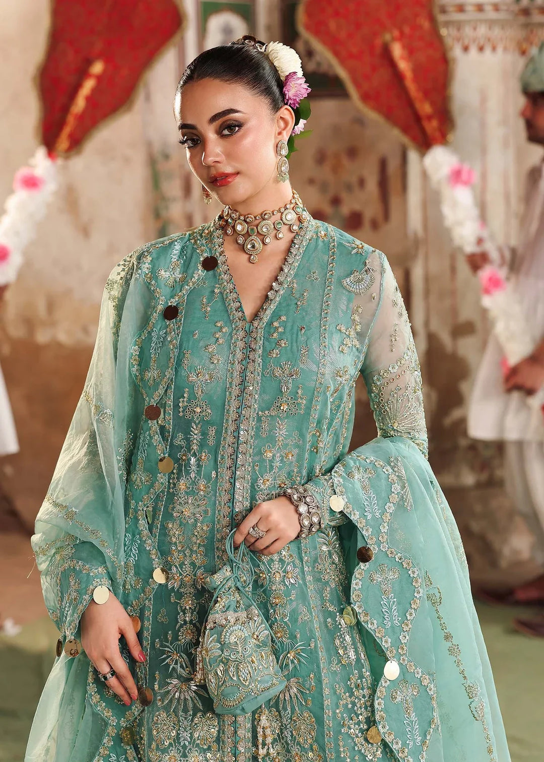 Veere di Wedding by Sardinia Unstitched Brides Embroidered Handwork Organza Suits 3 Piece SRD25VW D-1305 Roohi - Formals Collection