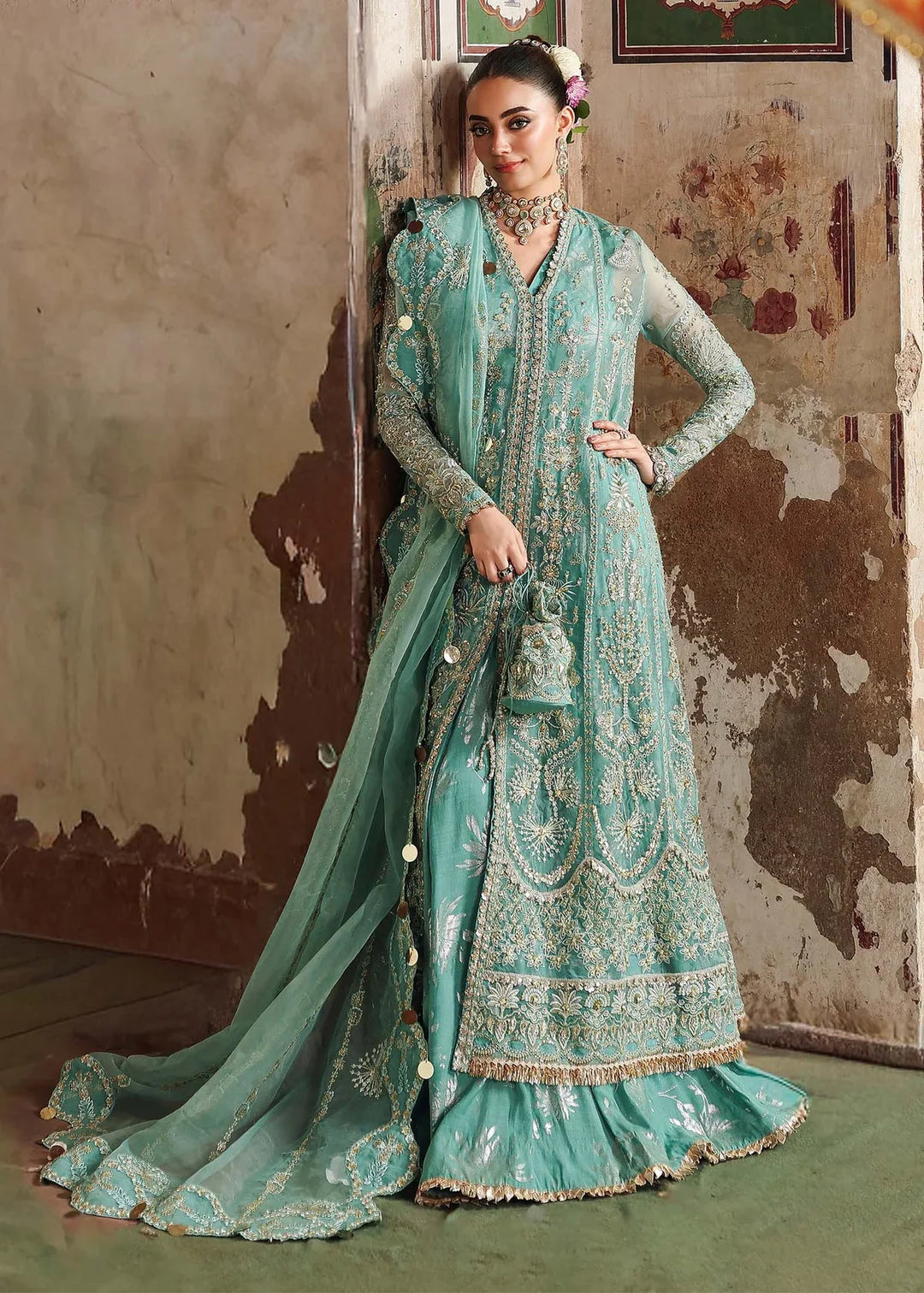 Veere di Wedding by Sardinia Unstitched Brides Embroidered Handwork Organza Suits 3 Piece SRD25VW D-1305 Roohi - Formals Collection