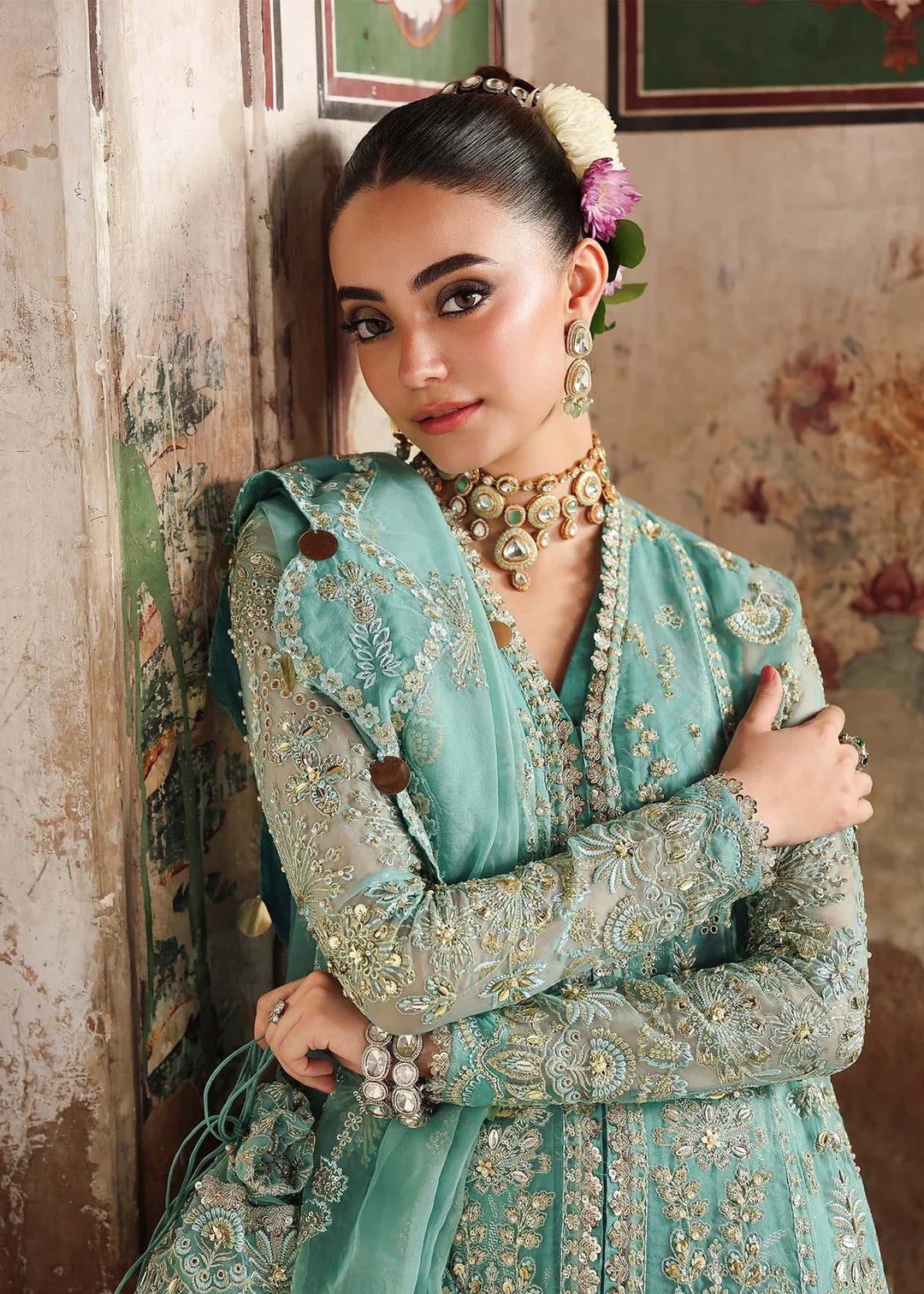 Veere di Wedding by Sardinia Unstitched Brides Embroidered Handwork Organza Suits 3 Piece SRD25VW D-1305 Roohi - Formals Collection