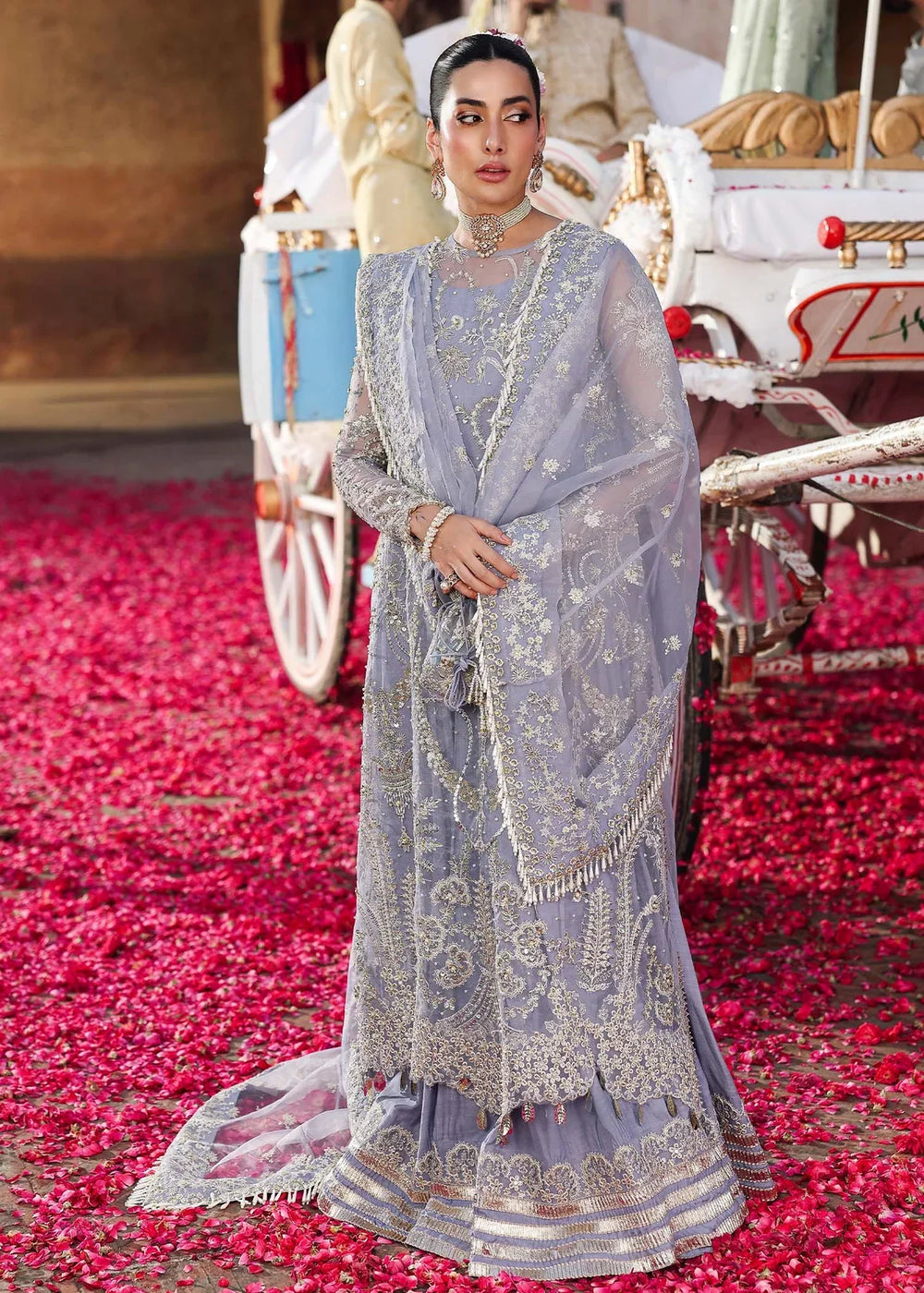 Veere di Wedding by Sardinia Unstitched Brides Embroidered Handwork Organza Suits 3 Piece SRD25VW D-1307 Tabeer - Formals Collection