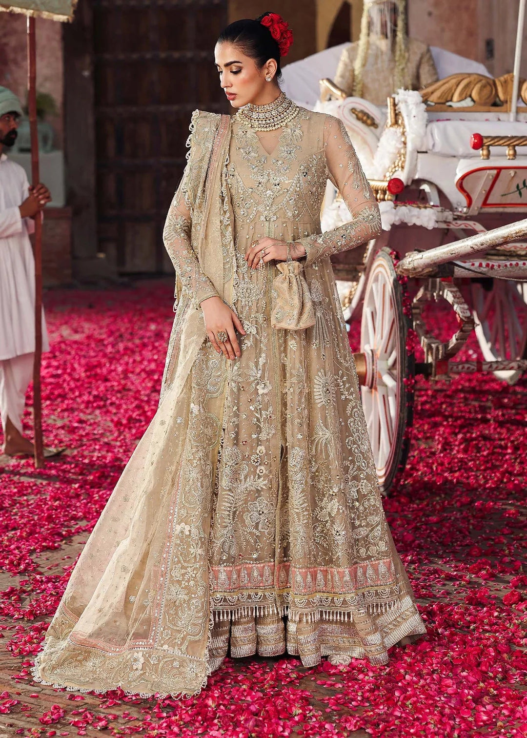 Veere di Wedding by Sardinia Unstitched Brides Embroidered Handwork Organza Suits 3 Piece SRD25VW D-1308 Sahiba - Formals Collection