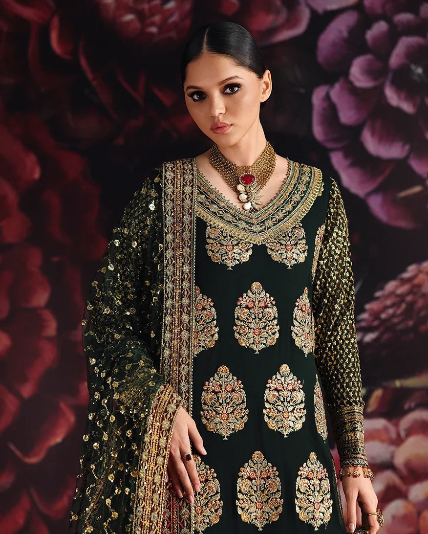 Royale Eternel by Roheenaz Unstitched Embroidered Chiffon 3 Piece Suit RN26URE Crown Jewel RUNCH260102 - Wedding Collection