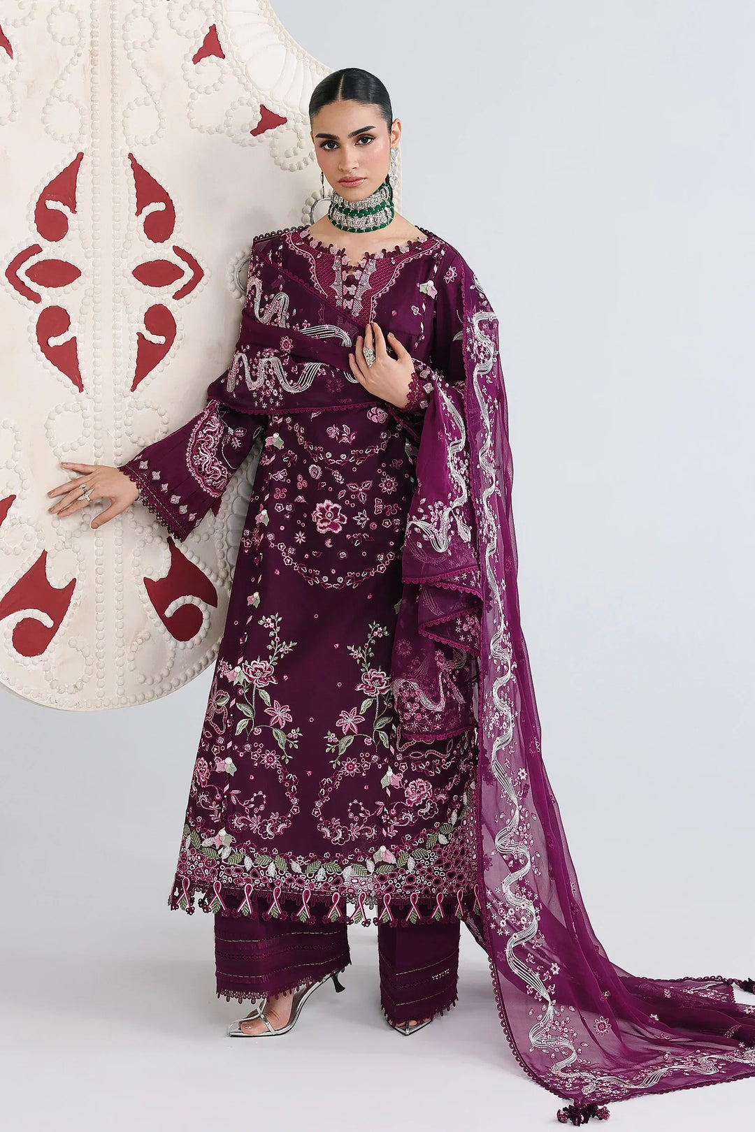 Qalamkar Unstitched Embroidered Lawn 3 Piece Suit QLK26ULF TRESA QFL-10 - Festive Collection