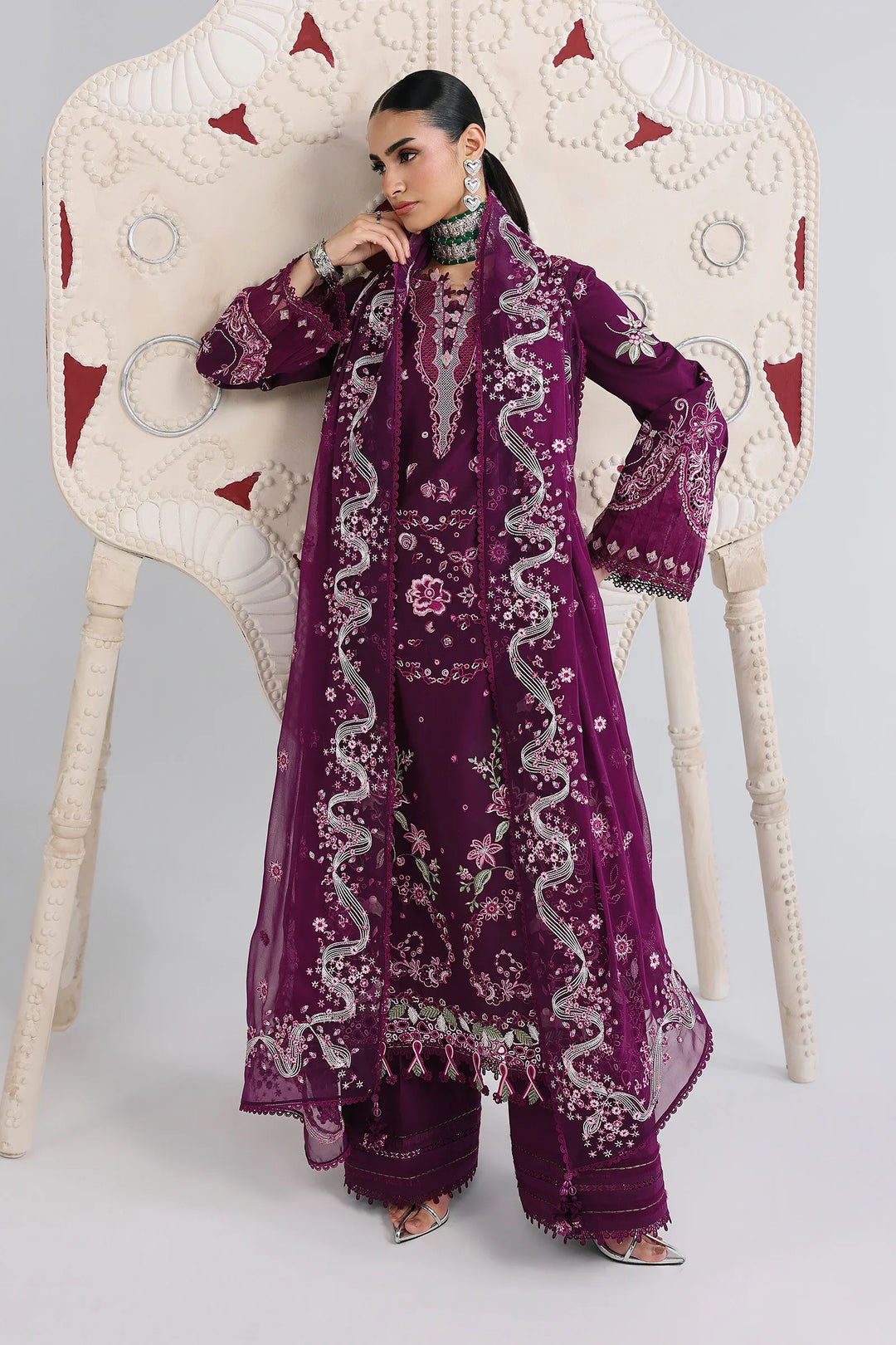 Qalamkar Unstitched Embroidered Lawn 3 Piece Suit QLK26ULF TRESA QFL-10 - Festive Collection