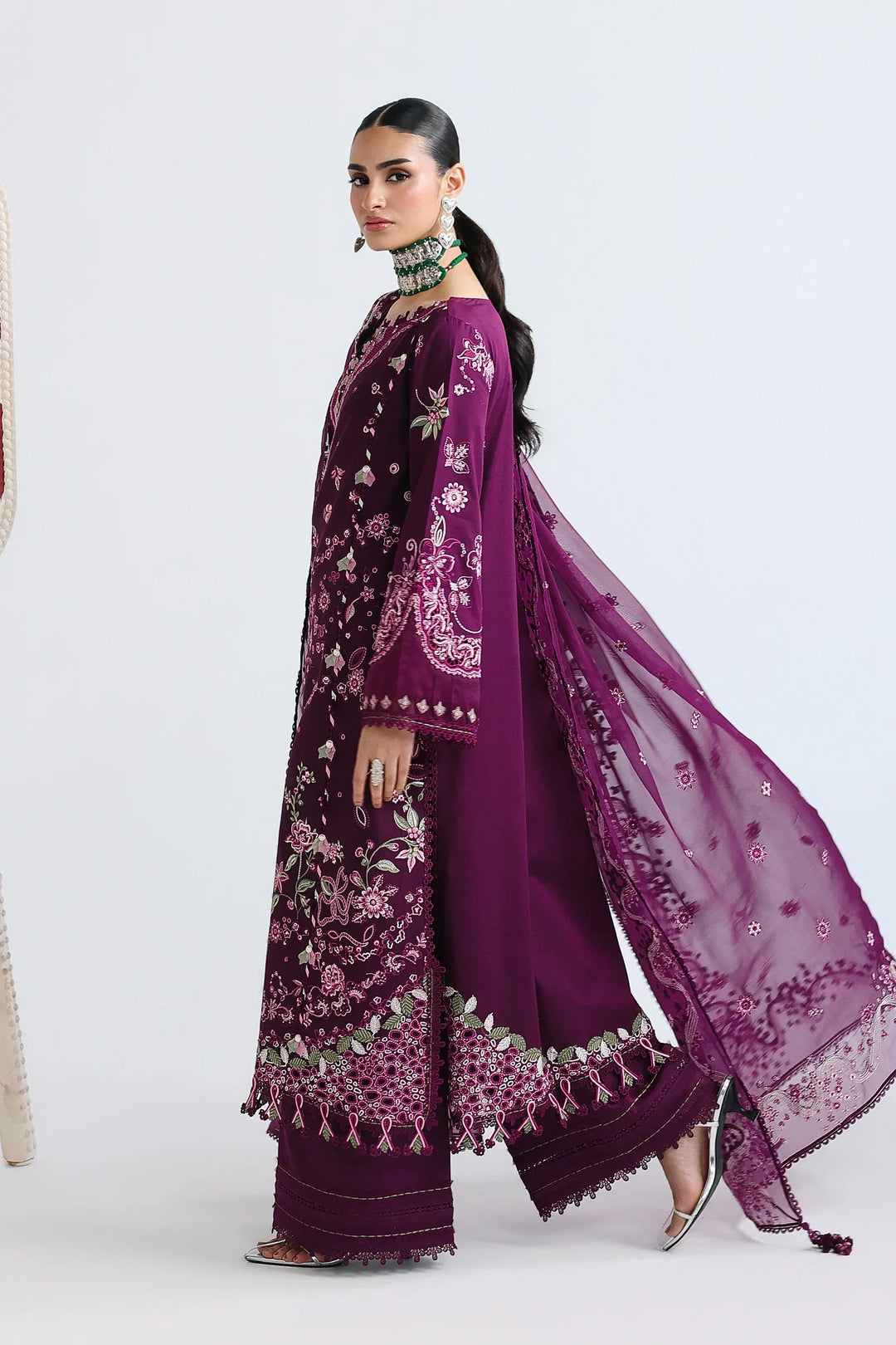 Qalamkar Unstitched Embroidered Lawn 3 Piece Suit QLK26ULF TRESA QFL-10 - Festive Collection