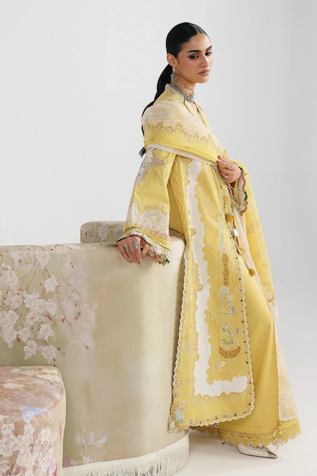 Qalamkar Unstitched Embroidered Lawn 3 Piece Suit QLK26ULF ZARIA QFL-5 - Festive Collection