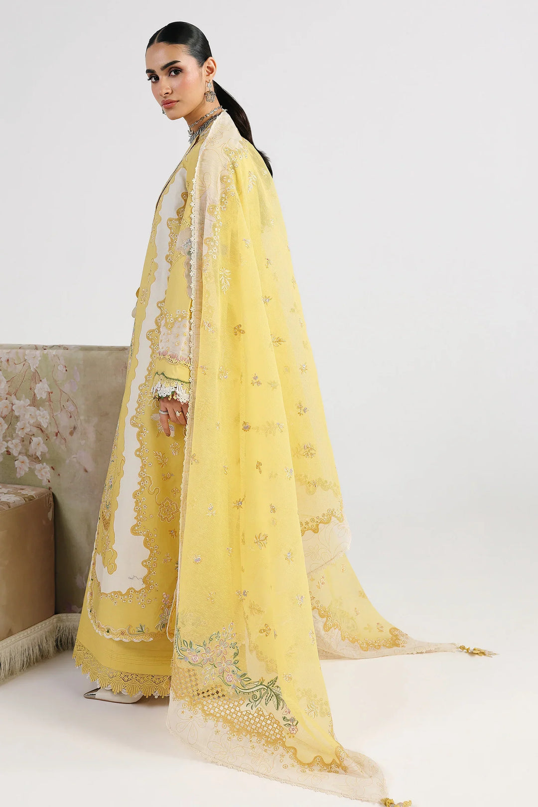 Qalamkar Unstitched Embroidered Lawn 3 Piece Suit QLK26ULF ZARIA QFL-5 - Festive Collection
